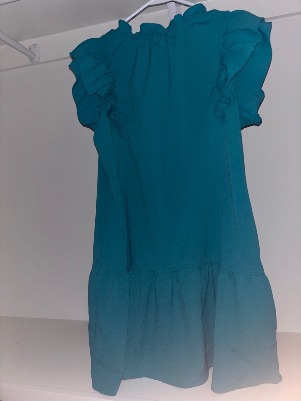 Amazon Ruffled Shift Dress - Teal - Picture 2 of 2
